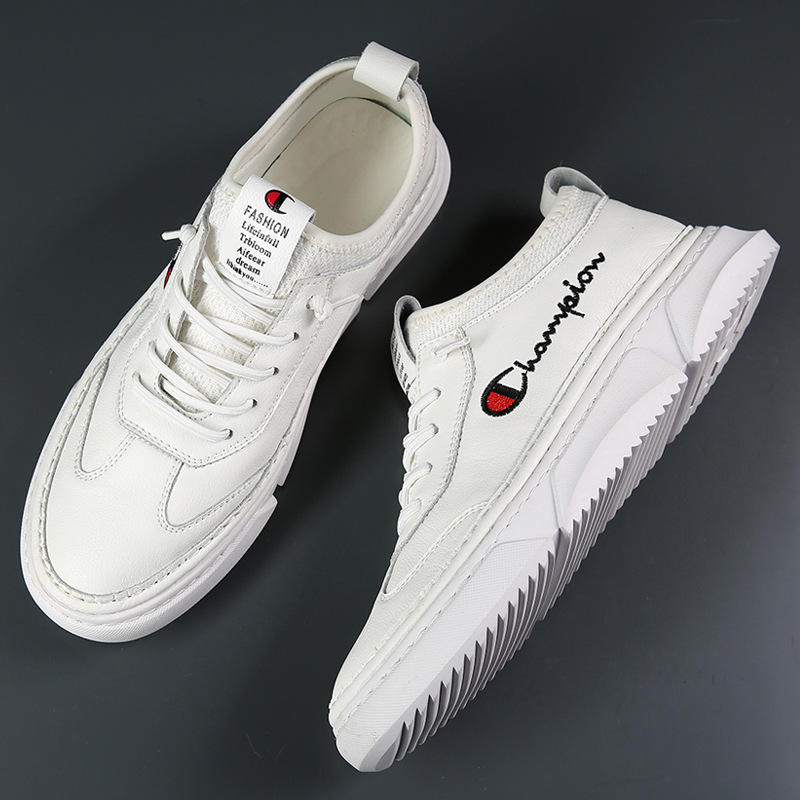 欧洲站2025春秋季小白鞋男真皮透气运动休闲鞋百塔男士牛皮板鞋潮