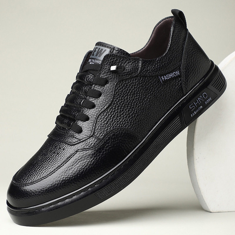 头层牛皮男鞋2025新款春款皮鞋子休闲男士百搭软底真皮驾车小白鞋