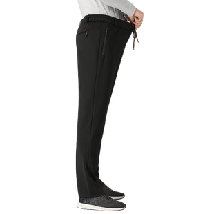 爸爸裤子男中老年人男裤男士休闲保暖裤秋冬款加绒加厚松紧腰长裤