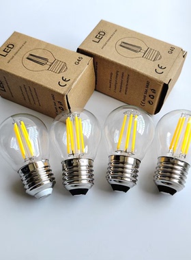 爱迪生灯泡led暖黄光E27E14大螺口复古灯球形透明室内卧室灯1W