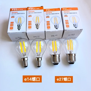 FSL佛山照明led灯泡无频闪e27e14螺口4W节能灯丝灯泡室内暖黄照明