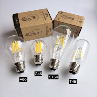 愛(ài)迪生led燈泡透明1W2w4W6w8wE27大螺口家用節(jié)能咖啡廳暖光白光