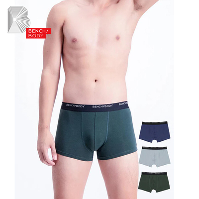 BENCH/BODY/奔趣 新款纯色3条装平角内裤中腰棉男士基本款TUX0301