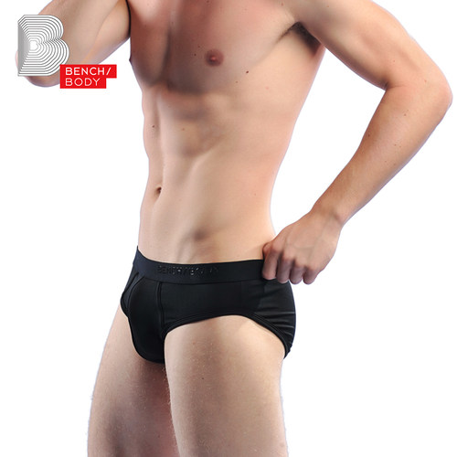 bench/BODY/奔趣男士纯色基础款简约舒适中腰锦纶三角内裤BUB2032
