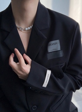 韩版潮流设计感小众高级炸街西装套装宽松休闲小西服外套男女INS