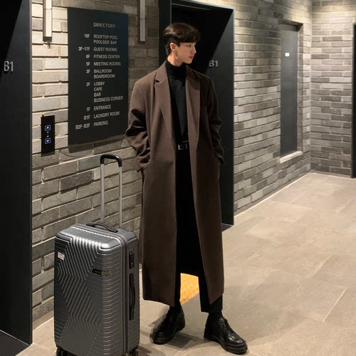 长款毛呢大衣男冬季外套