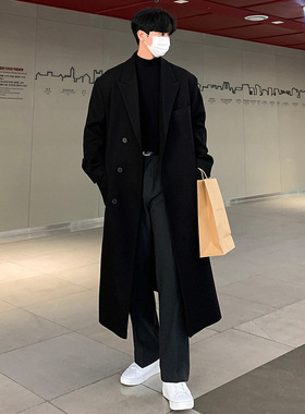 秋冬季新款毛呢大衣男中长款过膝高级感呢子风衣外套韩版宽松潮流