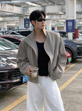 春秋短款立领飞行员夹克男韩版宽松休闲高级感cleanfit工装外套潮