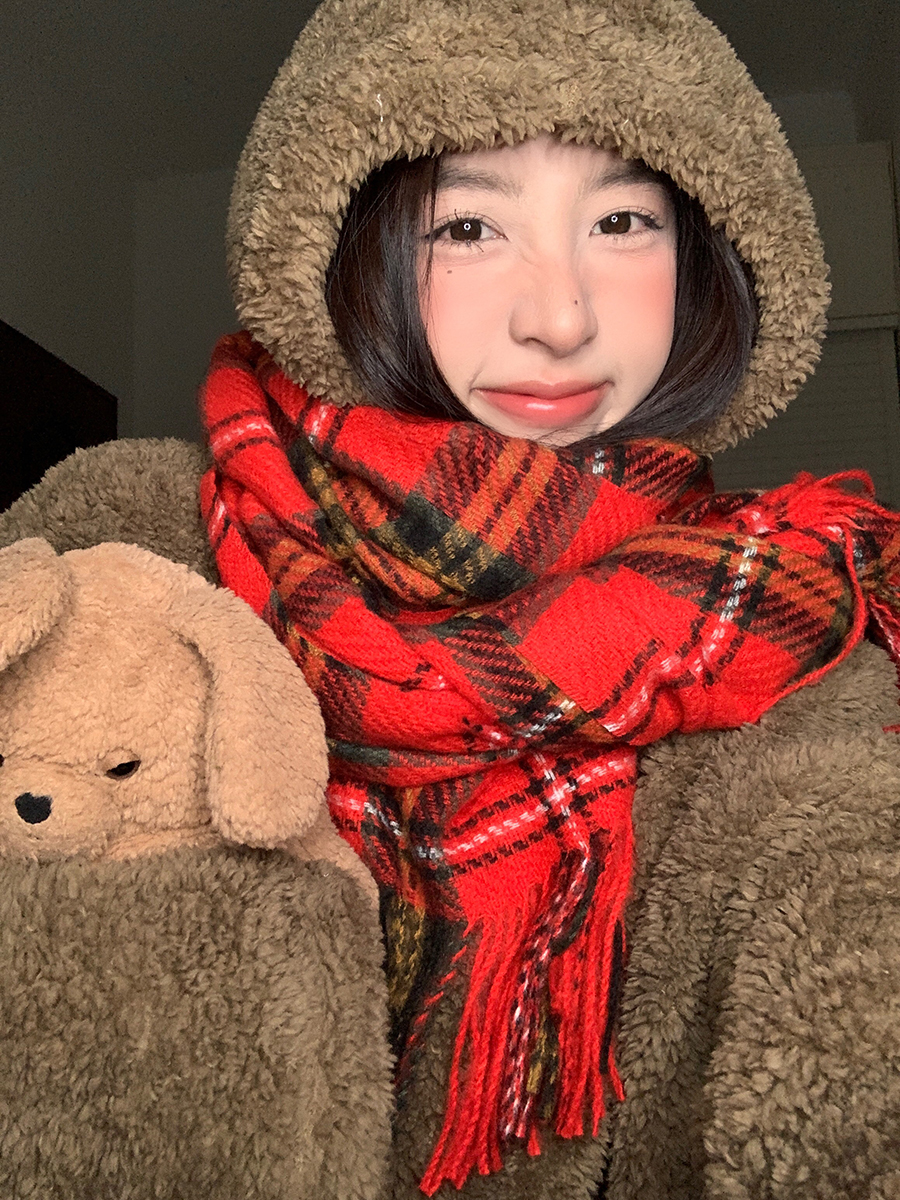 馨帮帮 苏格兰红色格纹围脖学生韩版百搭保暖防冻格子围巾冬季女,服饰配件/皮带/帽子/围巾,围巾/丝巾/披肩,淘宝优惠券,粉丝福利购,淘宝优惠卷