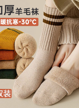 加厚毛圈袜子女秋冬季特厚加