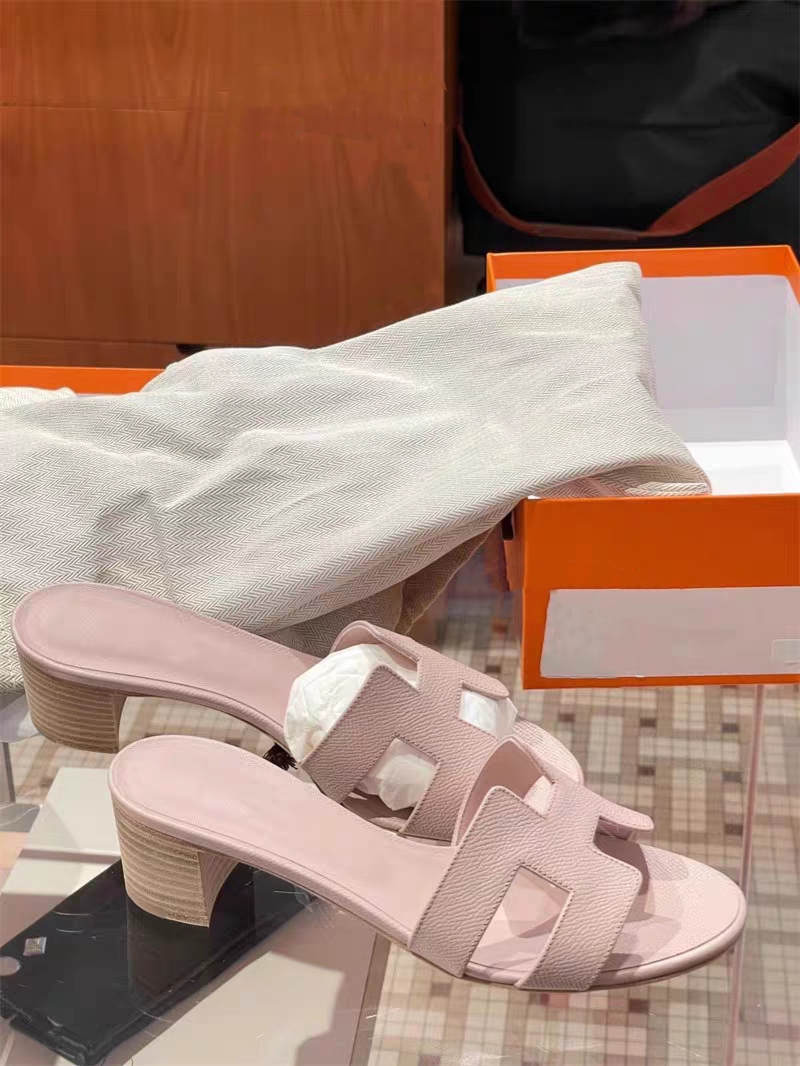 欧洲站拖鞋女纯手工一字拖真皮外穿粗跟拖鞋夏休闲度假沙滩凉拖女