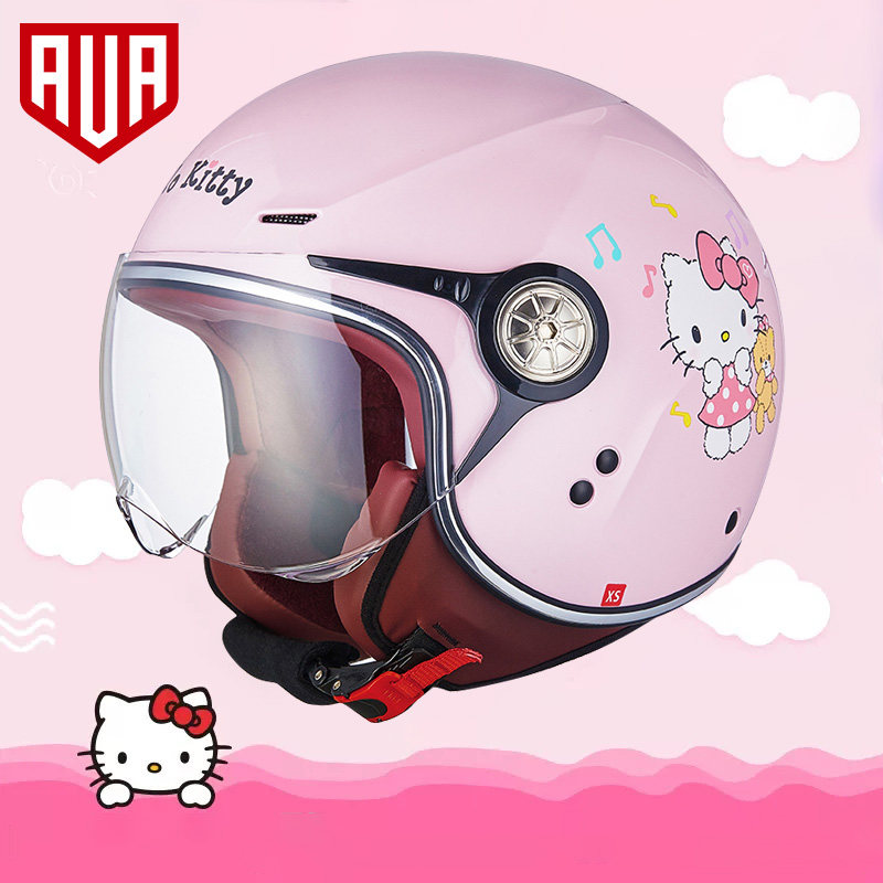 ava摩托车头盔夏季男女3c认证电动车可爱半盔儿童盔电动车四季