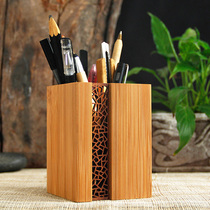 Creative and fashionable pen holder, lovely tabletop decoration, personalized stationery, office customization, antique hollow bamboo simple storage box