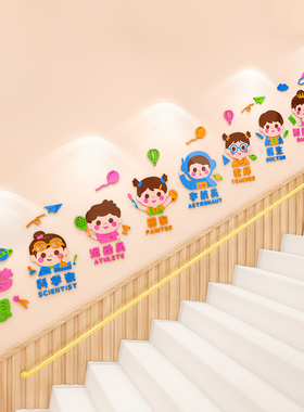 幼儿园楼梯墙面装饰我的梦想环创主题成品文化墙贴3教室走廊布置