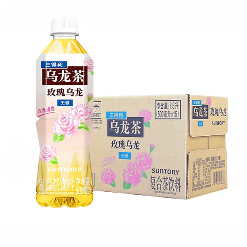 三得利玫瑰乌龙茶玫香清悠500ml*15瓶装整箱0脂无糖复合茶饮料