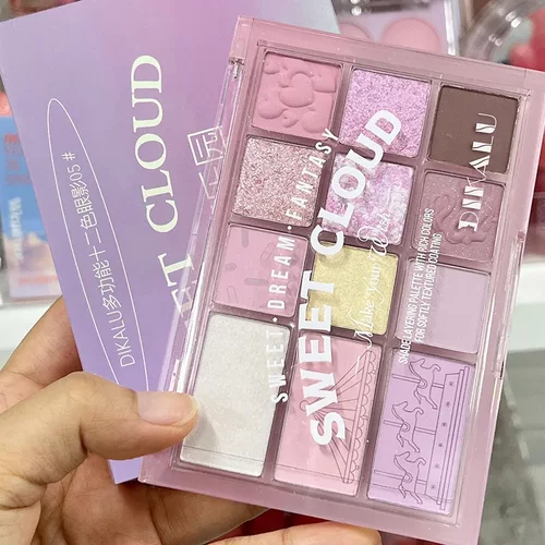 DIKALU 12色多功能眼影盘腮红高光修容盘一体多用综合盘珠光哑光