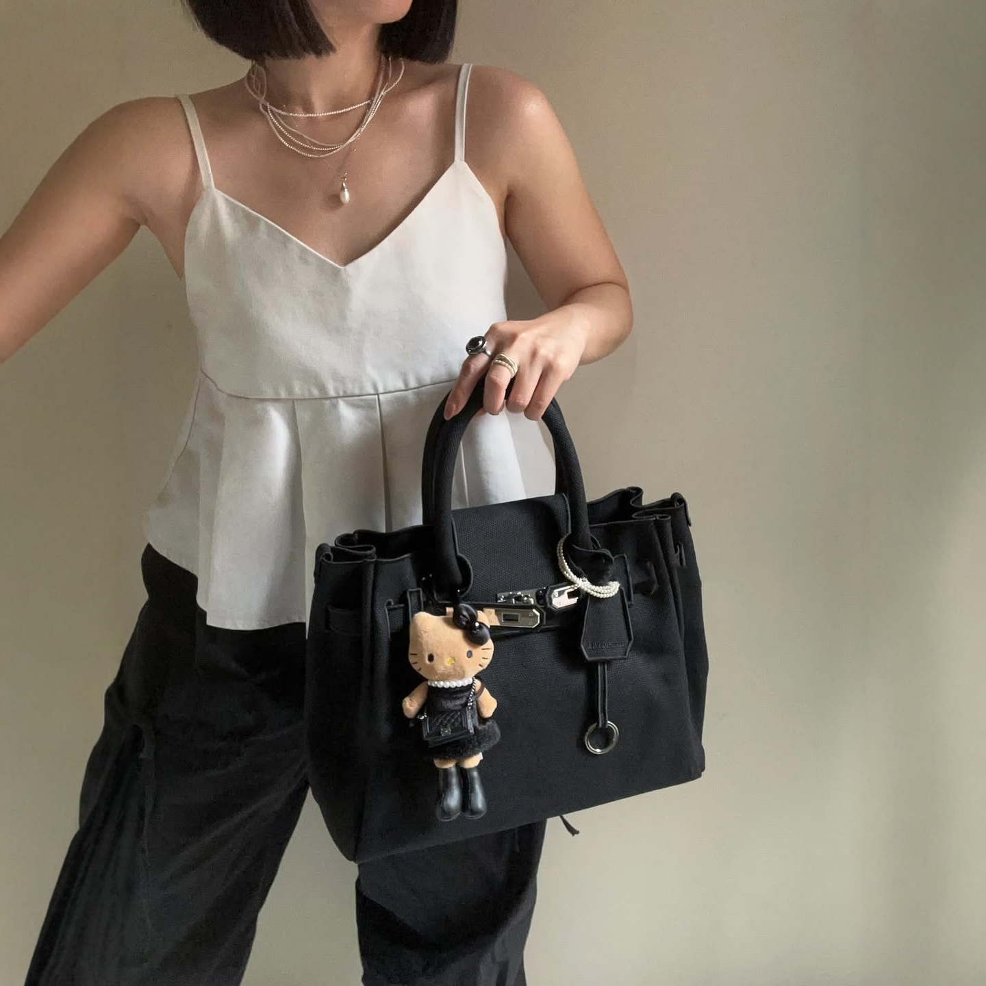 Lacousette刺绣包凯莉铂金帆布包