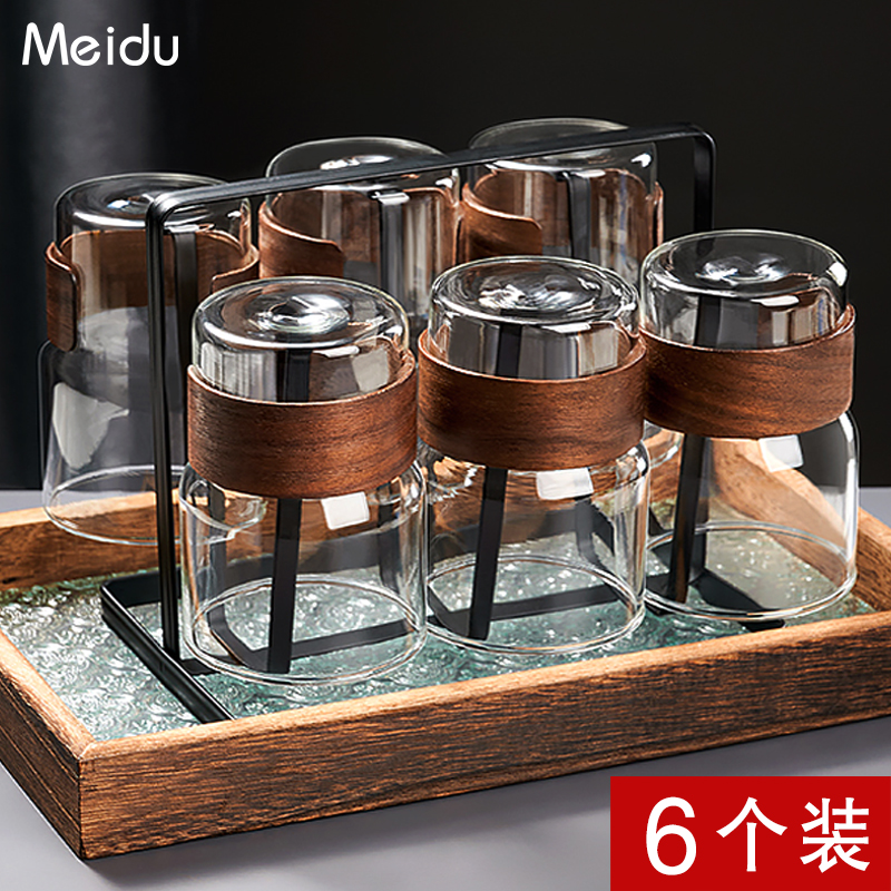 水杯玻璃杯子6个套装家用客厅泡茶具高颜值喝咖啡啤酒杯2025新款