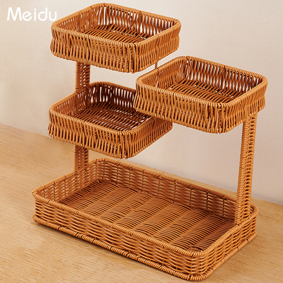 水果篮多层仿藤编分格收纳筐