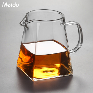 倒茶水杯带茶滤四方形公杯 玻璃公道杯茶漏一体茶具分茶器日式