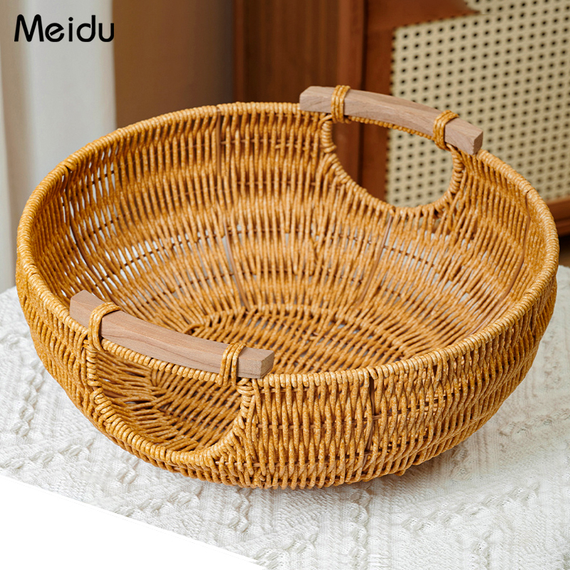 大号仿藤编织果篮【加密加大款】