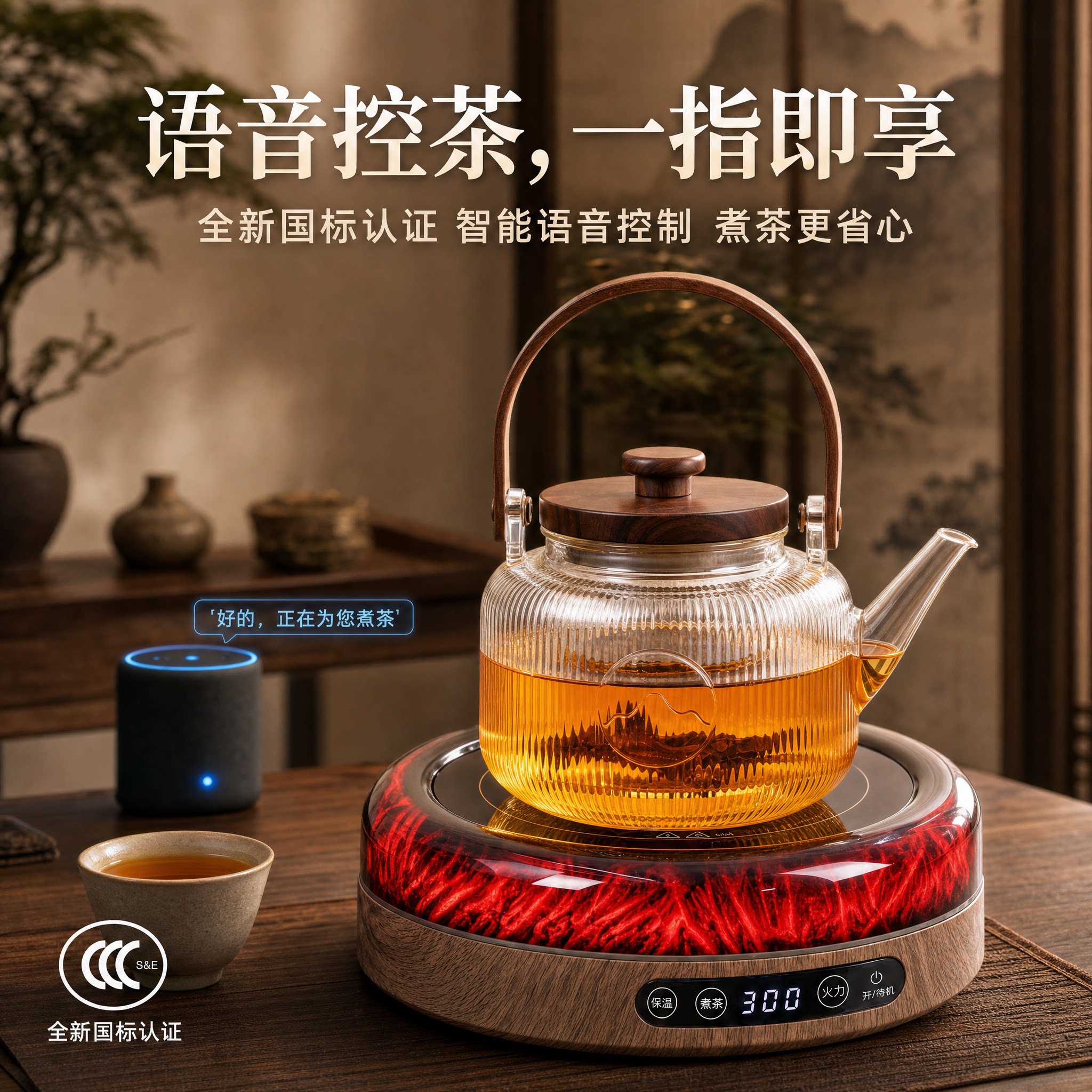 2026新款智能声控煮茶壶套装