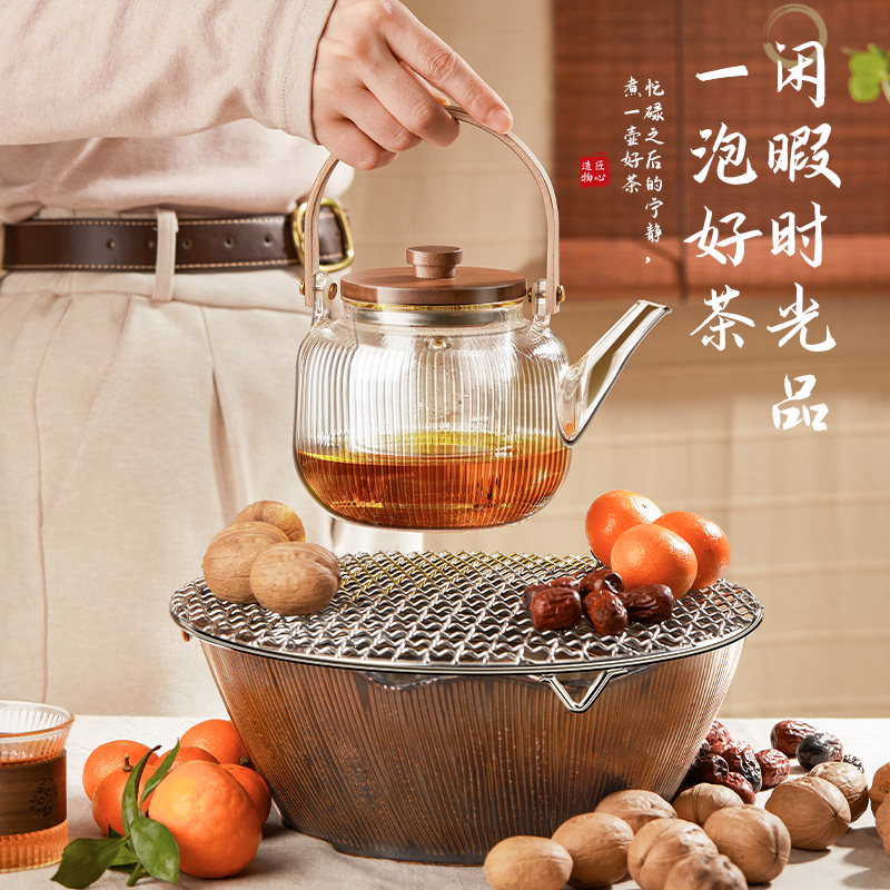 围炉煮茶家用室内全套装煮茶电陶炉日式煮茶器罐罐茶烤茶专用炉子