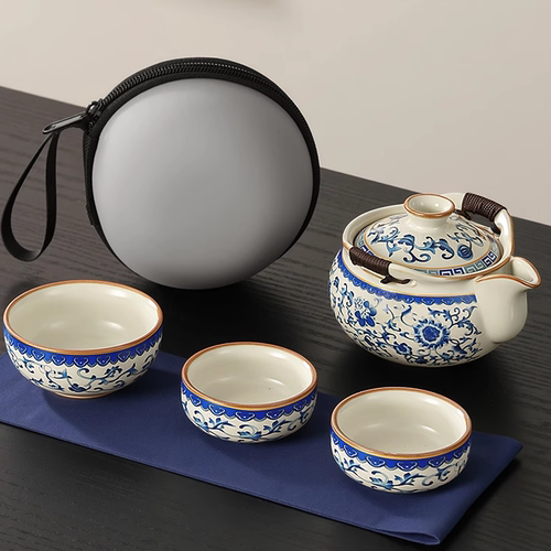 【新品冲量】汝窑青花旅行茶具