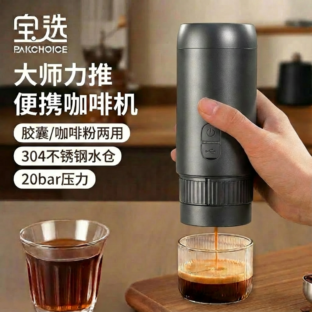 便携式意式咖啡机浓缩胶囊半自动摩卡壶萃取机小型家用办公咖啡粉