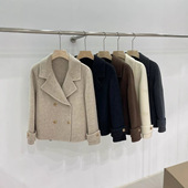 2024秋冬新款 外套 小西装 气质时尚 感羊毛大衣女双面呢羊毛短款