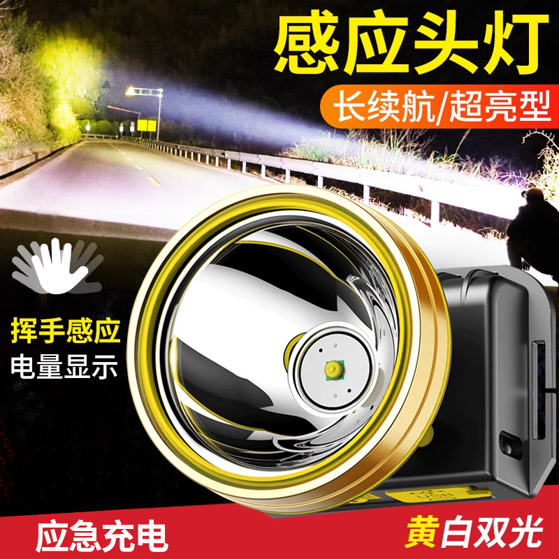 头灯强光充电超亮感应头戴式矿灯