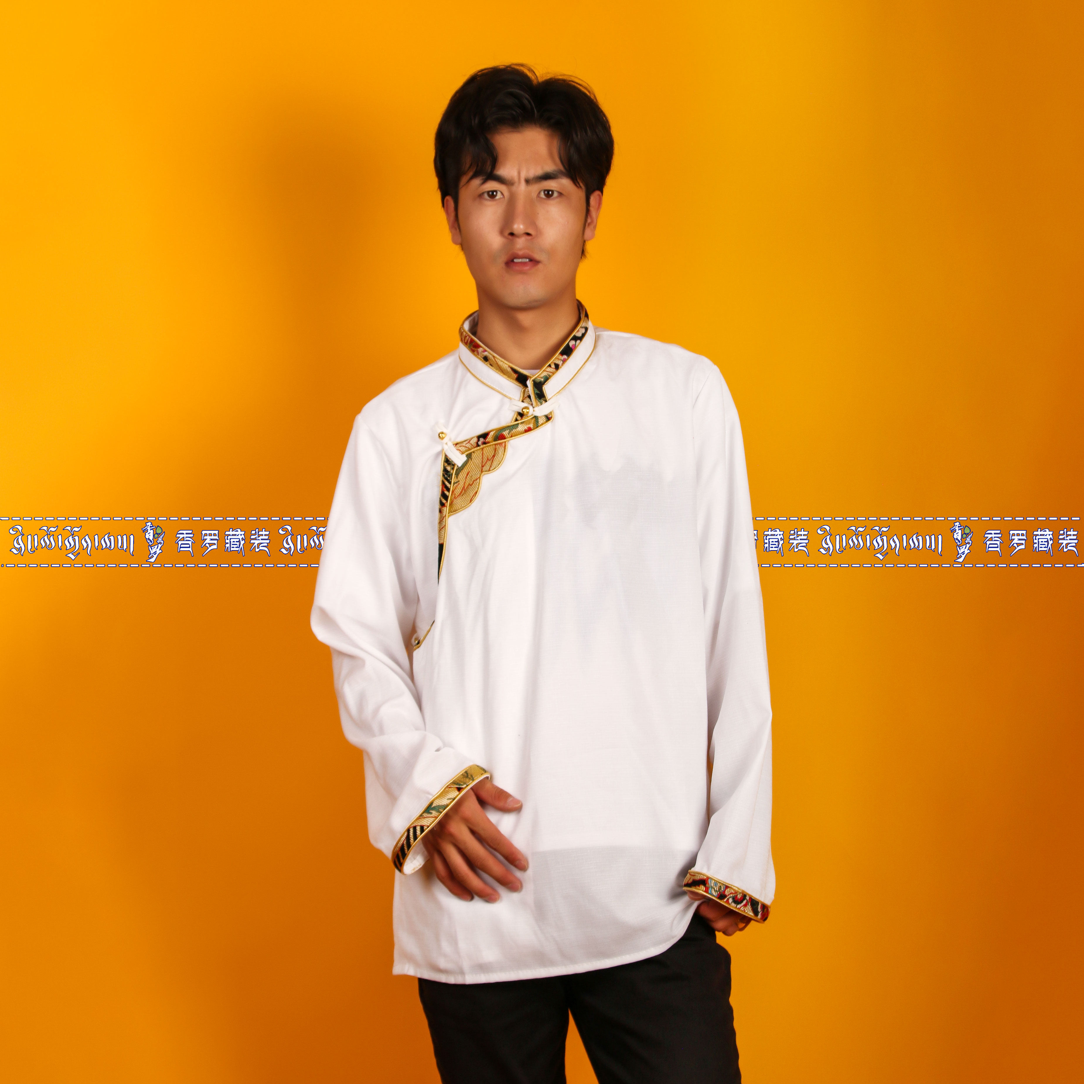 GARRI 티베트 남자 단색 사계절 학생 긴팔 민족 스타일 댄스 공연 티베트 재킷이 있는 티베트 의류