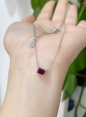 天然鸽血红红宝石项链简单四抓 925纯银镀金戴妃送女友礼物