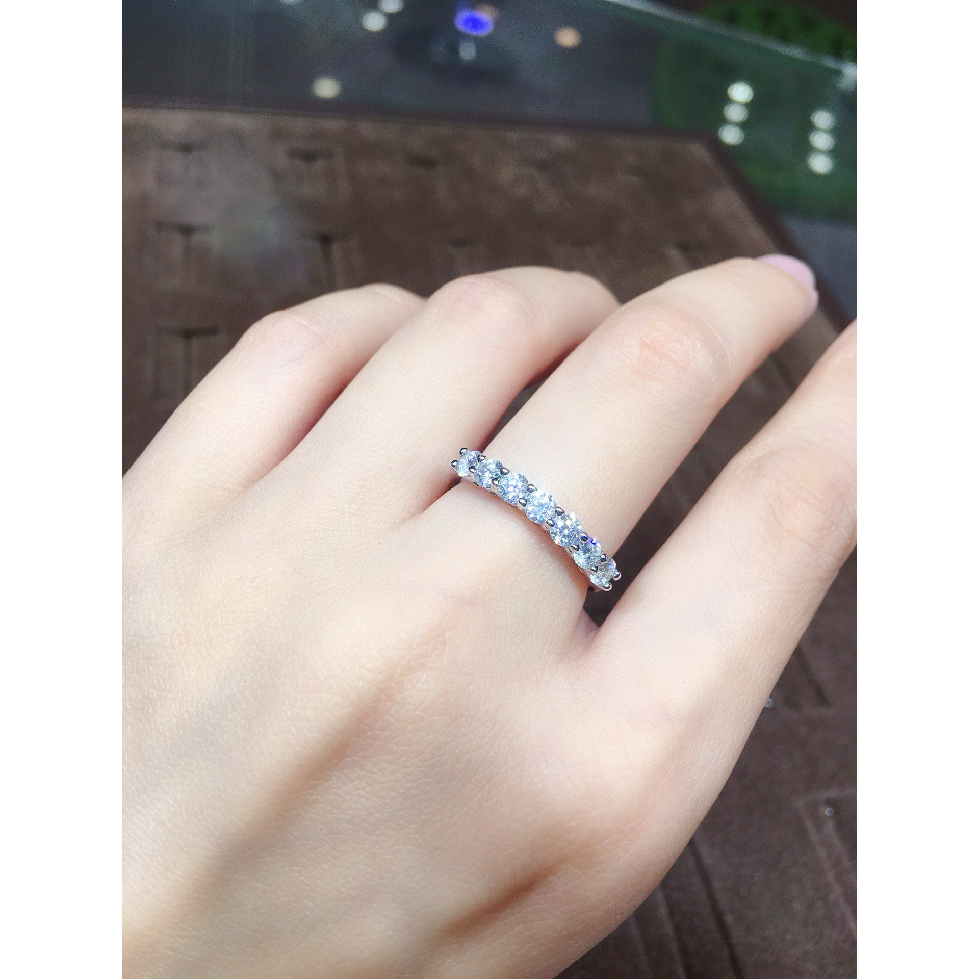 百搭婚戒D色莫桑石圆形排戒女百戒指/指环