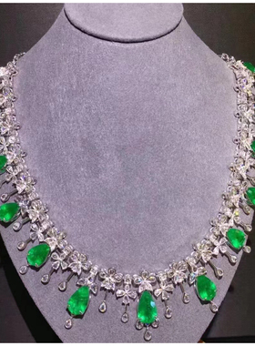 天然哥伦比亚项链木佐矿沃顿绿项链上身项链礼服链