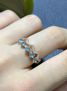 女高级感皇冠开口锂辉石戒指百搭银镀18K金潮食指戒轻奢气质精致