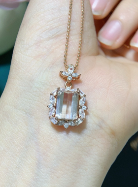 高端天然摩根石香水瓶吊坠女士高级感情人节送女友礼物项链