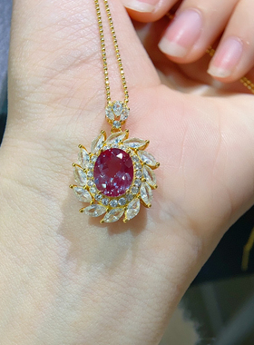 大颗粒亚历山大宝石会变色的石头吊坠项链女礼物节日豪镶大气