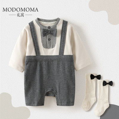 modomoma男宝长袖连体爬服