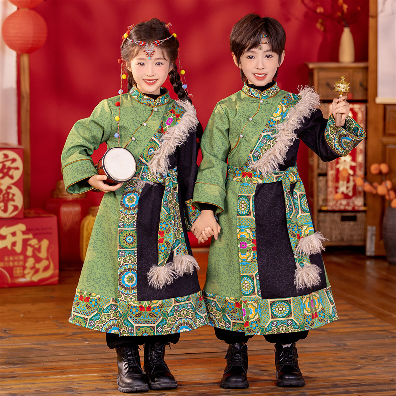 儿童民族风冬装蒙古族藏族演出服