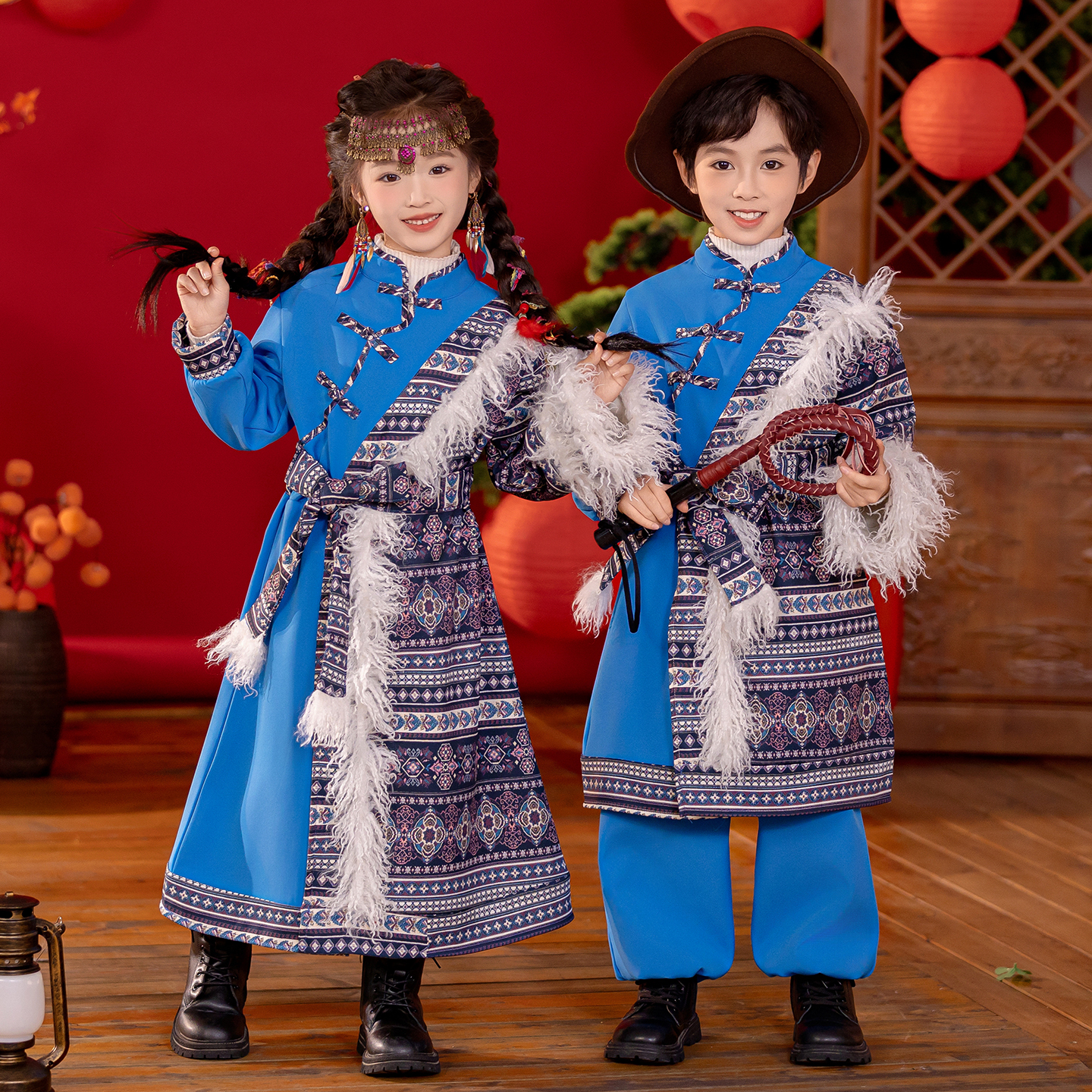 藏族风儿童少数民族风舞蹈服