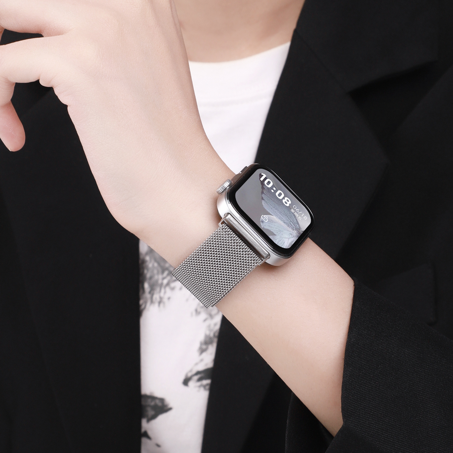 适用于华为fit4手表fit4pro表带专用一体米兰尼斯磁吸watchFIT3运动智能手环三四代金属链男女生夏季透气腕带