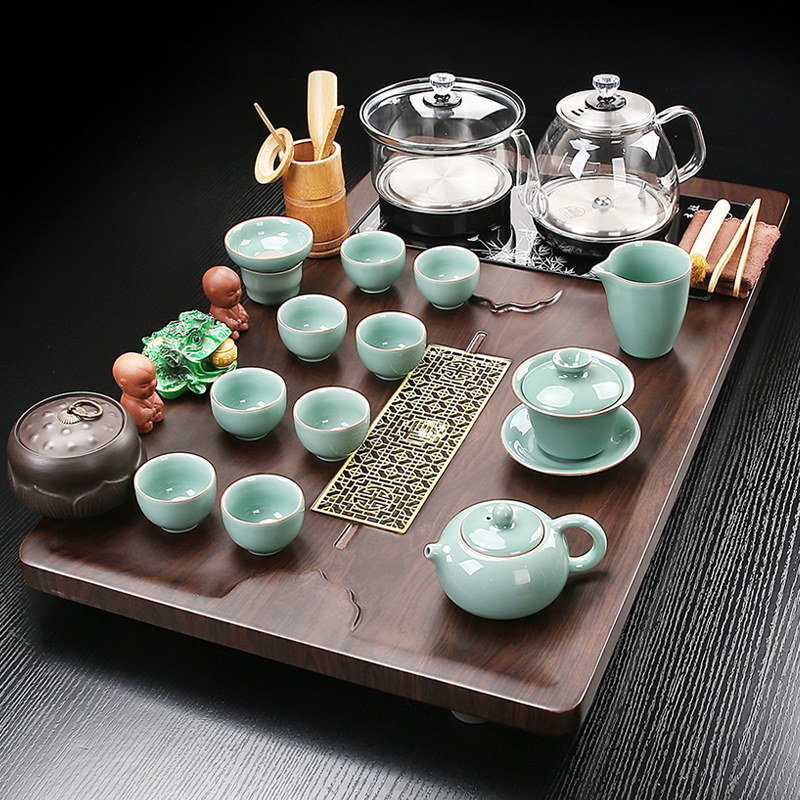 全自动茶盘底部上水可携式茶具整套功夫茶具套组家用简约小号茶台