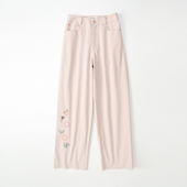 hukket刺绣图案合体直筒休闲裤