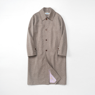 hukket 纯羊毛经典风格单排扣前襟大衣