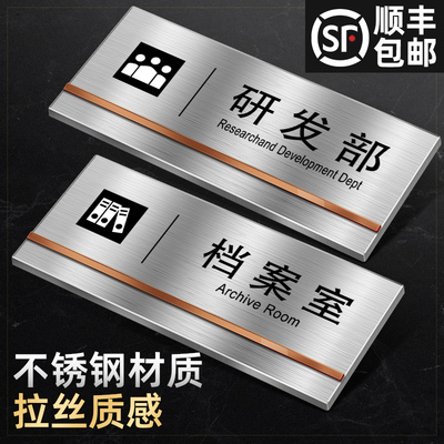 加急发货不锈钢金属提示牌办公室门牌定制标识牌档案室标志警示标