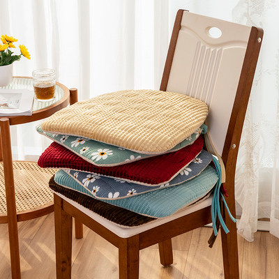 毛绒简约毛绒加厚可拆洗餐椅垫