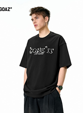 「CARGOAZ」2025SS 潮牌男女同款字母钉珠印花宽松圆领短袖T恤