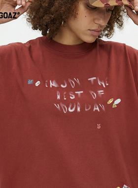 「CARGOAZ」2026SS 潮牌男女同款复古小贴纸印花宽松纯棉短袖T恤