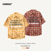 「CARGOAZ」2024SS 美式复古印花格子衬衫男女同款夏季短袖衬衣